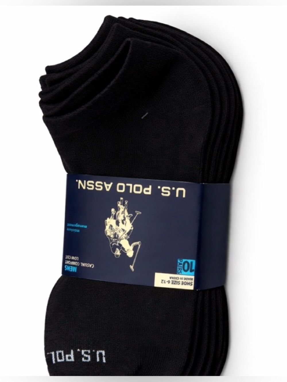 U.S. Polo Assn Men’s 10 Pack Low Cut Socks Black Size 6-12 NWT